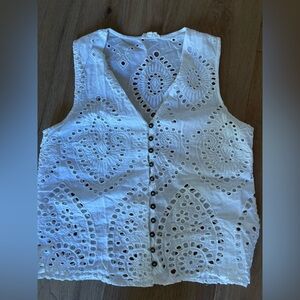 White Eyelet Sleeveless Top